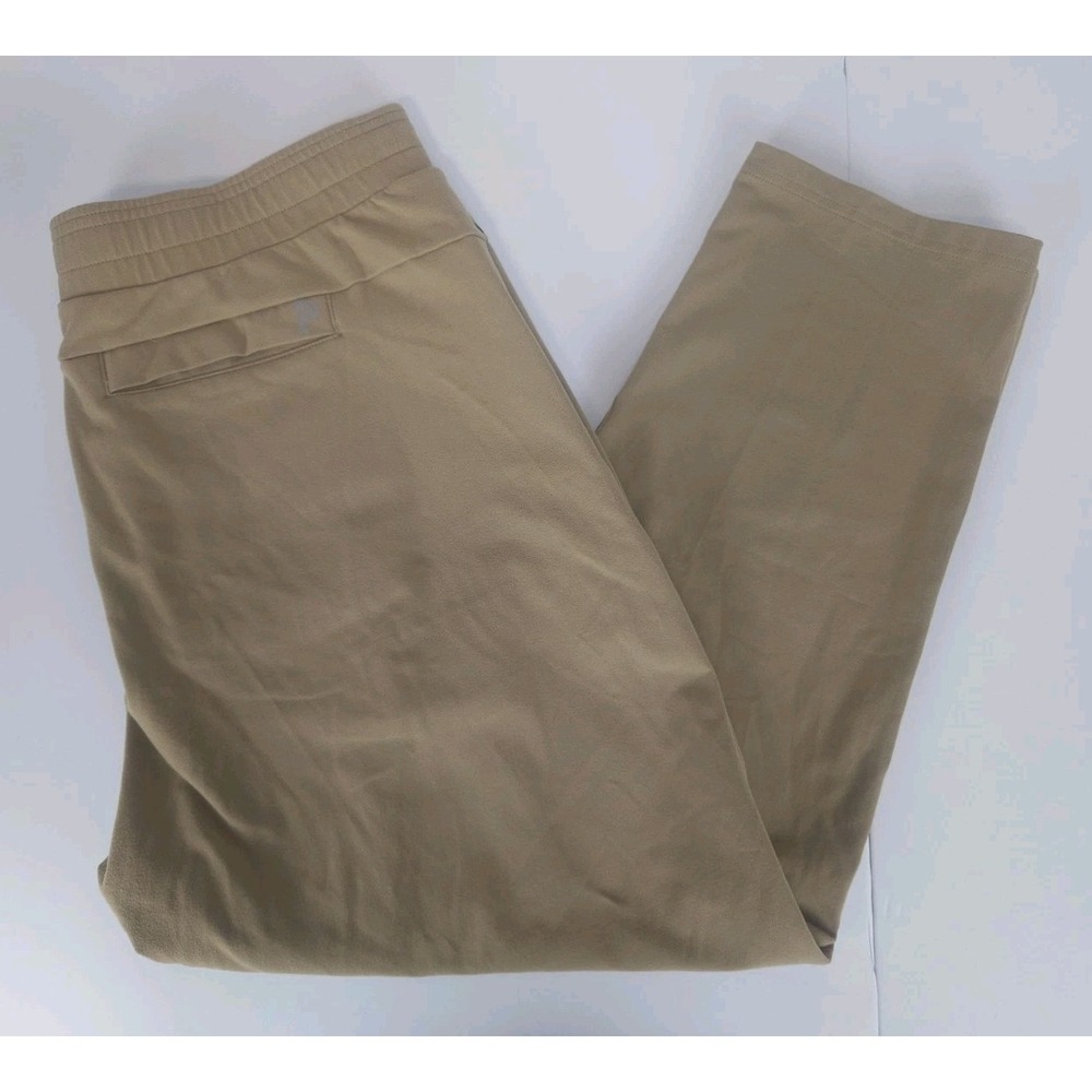 Public Rec Men's Drawstring Athletic Nylon Pants Zip Pockets Beige 38x28 (36x26)